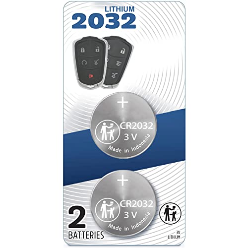 (2 Pack) CR2032 2032 Remote Key FOB Battery OEM for 2016-2021+ Compatible with Cadillac ATS, CT6, CTS, Escalade, SRX, XT4, XT5, XT6, XTS, Smart Key Remote Fob Case Shell (FCC ID’s: HYQ2AB, HYQ2ES)