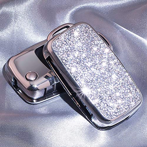 Royalfox(TM) 2/3 Buttons 3D Bling flip Folding Remote Key Fob case Cover for VW Volkswagen Mk6 Bora Jetta GTI Passat Golf Tiguan Touareg Beetle (Silver)