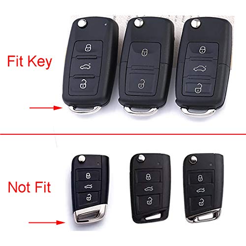 Royalfox(TM) 2/3 Buttons 3D Bling flip Folding Remote Key Fob case Cover for VW Volkswagen Mk6 Bora Jetta GTI Passat Golf Tiguan Touareg Beetle (Silver)