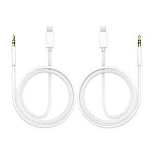 aux cord for iphone,esbeecables 2pack lightning to 3.5mm aux cable for car compatible with iphone 14 13 12 11 xs xr x 8 7 ipad for car home stereo, speaker, headphone, support all ios – 3.3ft (white)