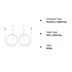 Aux Cord for iPhone,esbeecables 2Pack Lightning to 3.5mm Aux Cable for Car Compatible with iPhone 14 13 12 11 XS XR X 8 7 iPad for Car Home Stereo, Speaker, Headphone, Support All iOS - 3.3ft (White)
