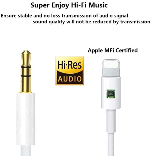 Aux Cord for iPhone,esbeecables 2Pack Lightning to 3.5mm Aux Cable for Car Compatible with iPhone 14 13 12 11 XS XR X 8 7 iPad for Car Home Stereo, Speaker, Headphone, Support All iOS - 3.3ft (White)