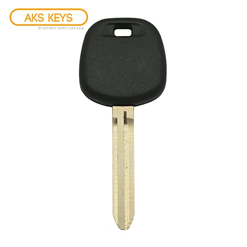 AKS Keys New Uncut Transponder Key Compatible with Toyota - 4D74 "H" TOY44H-PT