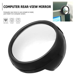 POPETPOP Clip On Cubicle Mirror- Computer/ Laptop Monitor Rear View Mirror, Blind Spot Mirror, Round Glass Convex Rear View Mirror Clip On Mirror for Computer Monitor