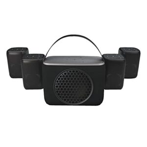 rocksteady stadium portable bluetooth 4 speaker and subwoofer combo – includes 4 speakers + 1 subwoofer – up to 100 foot range – up to 16 hour battery life