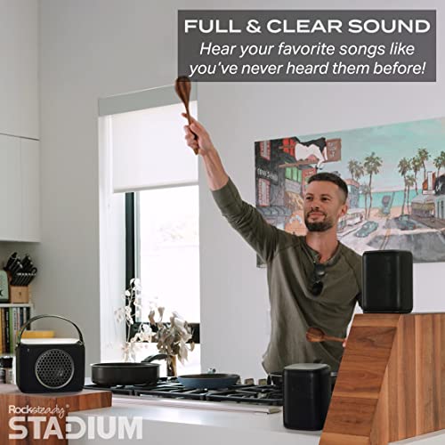 Rocksteady Stadium Portable Bluetooth 4 Speaker and Subwoofer Combo - Includes 4 Speakers + 1 Subwoofer - Up to 100 Foot Range - Up to 16 Hour Battery Life