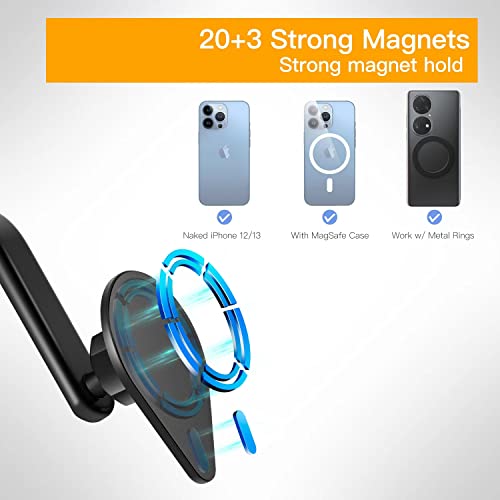 enGMOLPHY Magnetic Phone Mount for Car, Dashboard Magsafe Car Mount [Super Suction Cup], Universal Handsfree Dash Cell Phone Holder Car, Fit for iPhone 13/12 Pro Max Mini Magsafe Case & All Phones