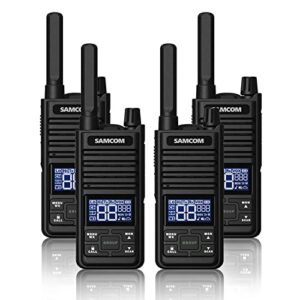 samcom 2022 new model t2 gmrs walkie talkies for adults with usb type-c rechargeable two way radio with vox clear call quality for camping hiking (4 pack, black)