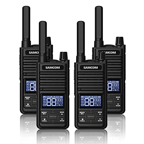 Samcom 2022 New Model T2 GMRS Walkie Talkies for Adults with USB Type-C Rechargeable Two Way Radio with VOX Clear Call Quality for Camping Hiking (4 Pack, Black)