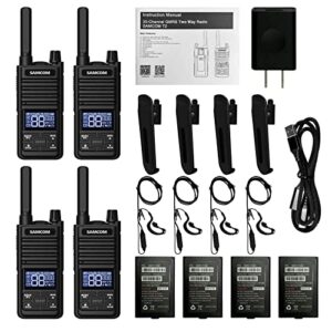 Samcom 2022 New Model T2 GMRS Walkie Talkies for Adults with USB Type-C Rechargeable Two Way Radio with VOX Clear Call Quality for Camping Hiking (4 Pack, Black)