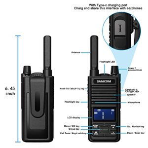 Samcom 2022 New Model T2 GMRS Walkie Talkies for Adults with USB Type-C Rechargeable Two Way Radio with VOX Clear Call Quality for Camping Hiking (4 Pack, Black)