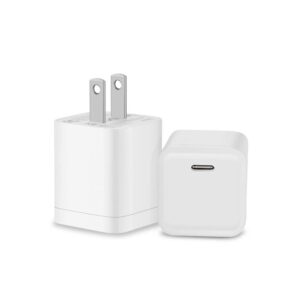nasrein pd fast charger 20w,2-pack usb-c power adapter wall charger pd3.0 usb type c charging box brick plug block cube for ipad,iphone 13/12/11,airpods,sumsung galaxy,moto,pixel,android cell phones