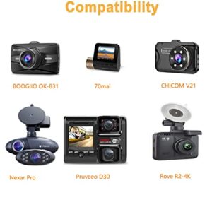 Dash Cam Hardwire Install Kit Mini USB Hard Wire Kit Compatible with Nexar Pro/Nexar Beam,CHORTAU B-T13 B-T19,Pruveeo D30 D40,VanTop H612,BOOGIIO OK-831,70mai,Rove R2-4K Dash Camera Charger Power Cord