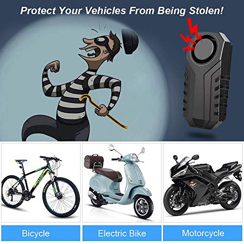 Onvian Upgraded Wireless Anti-Theft Motorcycle Bike Alarm Waterproof Bicycle Security Alarm Vibration Sensor with 2 Remotes, 113dB Loud