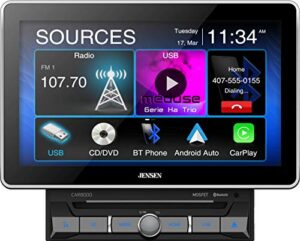 jensen car8000 10.1″ extra large touchscreen cd/dvd multimedia receiver with apple carplay and android auto l mp4 video playback l built-in bluetooth with a2dp music streaming and phonebook support