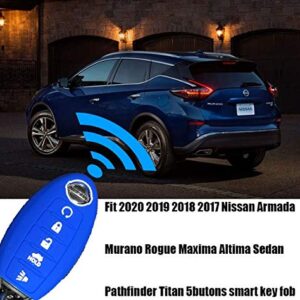 Silicone 5 Buttons Smart Key Fob Remote Skin Cover Case Protector Keyless Entry Jacket for 2018 2017 Nissan Armada Murano Rogue Maxima Altima Sedan Pathfinder KR5S (Black+Roseate)