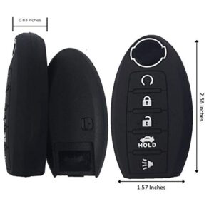 Silicone 5 Buttons Smart Key Fob Remote Skin Cover Case Protector Keyless Entry Jacket for 2018 2017 Nissan Armada Murano Rogue Maxima Altima Sedan Pathfinder KR5S (Black+Roseate)