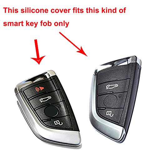 Keyless Entry Remote Key Fob Cover Skin Case Protective Silicone Rubber key Jacket Protector Holder for BMW 2014 2015 2016 2017 X1 F48 X3 X4 X5 X6 Remote Smart 3 4 Buttons Key (2 Black)