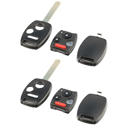 Key Fob Keyless Entry Remote Shell Case & Pad fits Honda Accord Civic CR-V CR-Z Fit Insight Odyssey (MLBHLIK-1T, N5F-S0084A), Set of 2