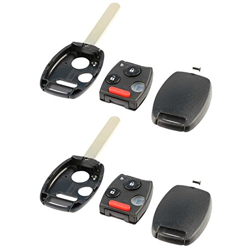 Key Fob Keyless Entry Remote Shell Case & Pad fits Honda Accord Civic CR-V CR-Z Fit Insight Odyssey (MLBHLIK-1T, N5F-S0084A), Set of 2