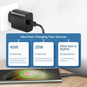 45W Europe Super Fast Charger European Travel Plug Adapter for Samsung Galaxy S23 S22 S21 Ultra Plus iPhone MacBook Air EU International Power Adaptor USB C Wall Charger PD PPS Italy France Spain Euro