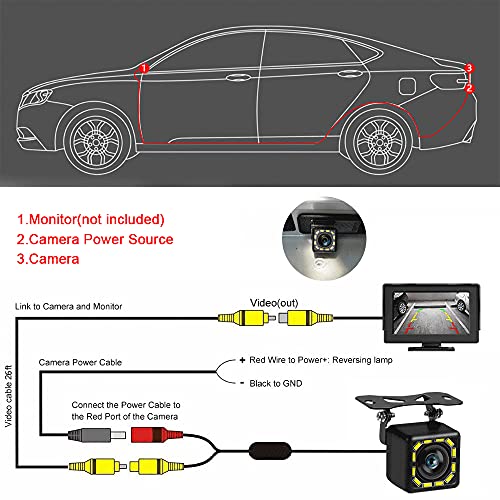 12LED Backup Camera Car Rear View Camera with Great Night Vision Full HD Image & 170 Degrees Wide View Angle Universal Mini Car Reverse Camera