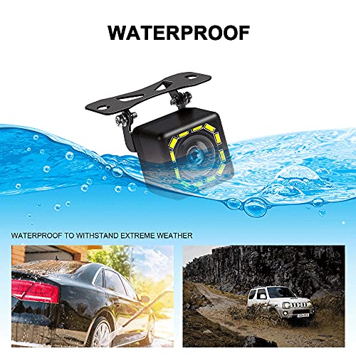 12LED Backup Camera Car Rear View Camera with Great Night Vision Full HD Image & 170 Degrees Wide View Angle Universal Mini Car Reverse Camera