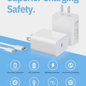 Fast Charger iPhone, 20W USB C Wall Charger with MFi Certified 6 FT Charger Cable Type C Charger Adapter Compatible with iPhone 14/14 Mini/14 Pro Max/13/13 Mini/13 Pro Max/11 Pro Max/XS Max/XS/XR/X