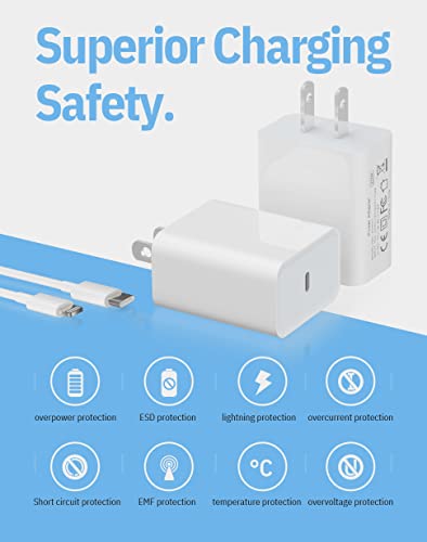 Fast Charger iPhone, 20W USB C Wall Charger with MFi Certified 6 FT Charger Cable Type C Charger Adapter Compatible with iPhone 14/14 Mini/14 Pro Max/13/13 Mini/13 Pro Max/11 Pro Max/XS Max/XS/XR/X