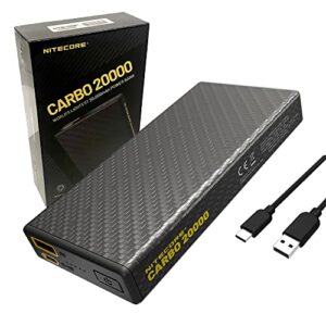 nitecore carbo 20000 lightweight 20,000mah power charger w/eco-sensa type c charging cable