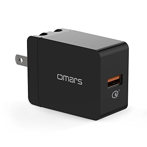 USB Wall Charger Quick Charge 18W, QC 3.0 Adapter Omars Portable Travel iPhone Charger Plug Fast AC Power Adapter Compatible Samsung, iPhone X/8/7, iPad, AirPods Pro More