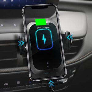 wireless car charger, amlink auto sense 15w max qi fast charging, car phone holder mount, auto clamping alignment cell phone holder, air vent for iphone 14 13 12 11 pro max, samsung s22 s21, etc