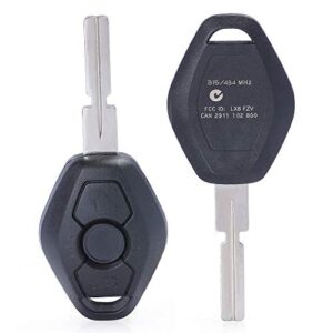 keymall keyless ews entry remote car key fob 3 button replacement for bmw 3 5 7 series e38 e39 e46 with chip 315mhz/433mhz hu58