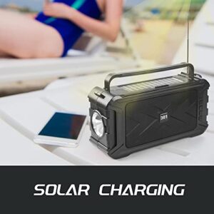 FFDZ-STORE Portable Bluetooth Speaker with Solar Charge,Wireless Speaker Audio with Outdoor Emergency Flashlight,Longer Playtime Fun Party Light High Power Speaker for Indoor or Outdoor Use