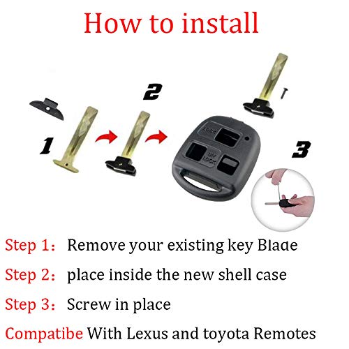 Not Needed for Cutting-Key Shell Replacement for Lexus ES300 ES330 GS300 GS400 GS430 GX470 IS300 LS400 LS430 LX470 RX300 RX330 RX350 RX400h RX450h SC430 Key Fob Cover with Screwdriver (Pack 1)