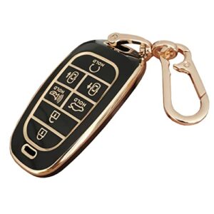 binowen for hyundai key fob case cover, tpu key fob shell protector case keyless remote smart key holder fits for hyundai sonata santa fe tucson (black)