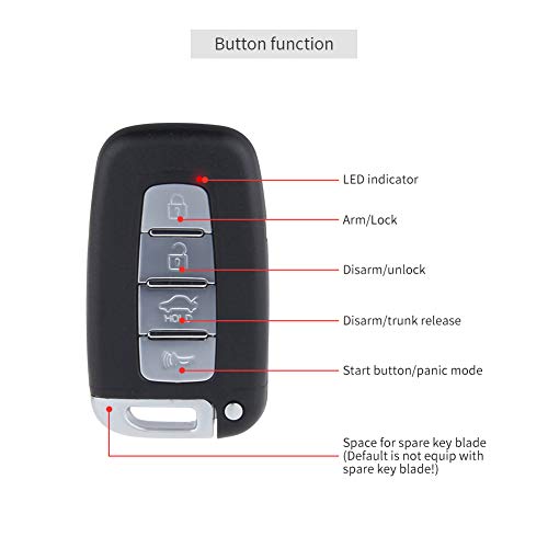 EASYGUARD EC003N-K Car Alarm System keyless Entry pke Remote Engine Start Stop Push Start Stop Automatically Lock or Unlock car Door Universal Version fits for Most dc12v Cars