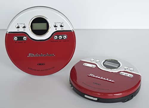 Studebaker SB3703RB Retro Joggable Personal CD Player with FM Radio - Red/Black