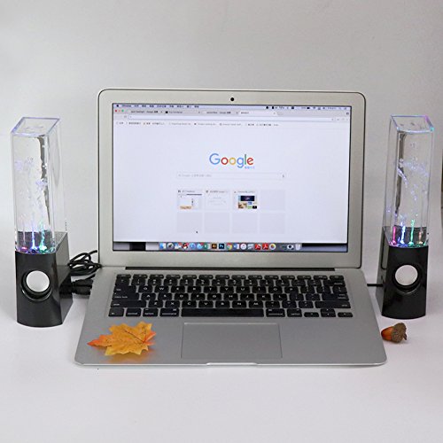 Aolyty Colorful LED Water Speaker with Dancing Fountain Light Show Sound for PC, MP3 Player, Laptops, Smartphone Black