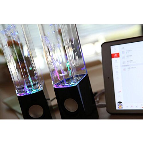 Aolyty Colorful LED Water Speaker with Dancing Fountain Light Show Sound for PC, MP3 Player, Laptops, Smartphone Black