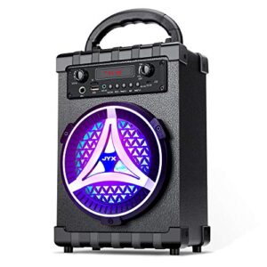jyx portable bluetooth speaker with light, support fm radio, mic input, rec, usb/tf card, aux in, perfect for party/meeting
