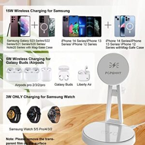 Wireless Charger for Samsung, 18W Magsafe Charger Stand, 3 in 1 Magnetic Charging Station Designed for Samsung S22 Ultra S21 S20 Z Flip 4 Z Fold 4/3 Note20, Galaxy Watch 5/5 Pro/4/3/2 & Galaxy Buds