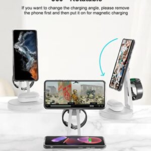 Wireless Charger for Samsung, 18W Magsafe Charger Stand, 3 in 1 Magnetic Charging Station Designed for Samsung S22 Ultra S21 S20 Z Flip 4 Z Fold 4/3 Note20, Galaxy Watch 5/5 Pro/4/3/2 & Galaxy Buds