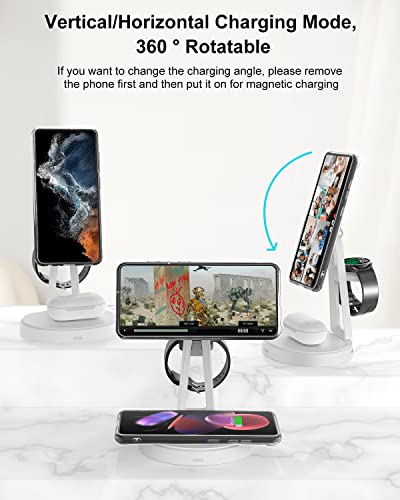 Wireless Charger for Samsung, 18W Magsafe Charger Stand, 3 in 1 Magnetic Charging Station Designed for Samsung S22 Ultra S21 S20 Z Flip 4 Z Fold 4/3 Note20, Galaxy Watch 5/5 Pro/4/3/2 & Galaxy Buds