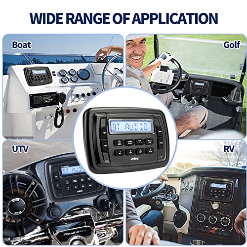 Velex Powersport Marine Stereo Radio AM FM Tuner Stereo 4 x 45W Bluetooth Streaming UTV ATV