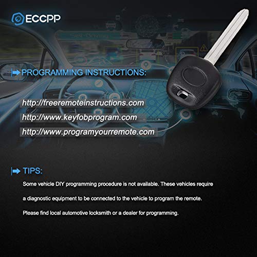 ECCPP 1X Uncut Ignition Key Fob Replacement for 03-11 for Toyota Landcruiser Camry 4 Runner Highlander Sienna Solara Tacoma Avalon Corolla Matrix Rav4 Sequoia Tundra Yaris Venza TOY44DPT 89785-60160C