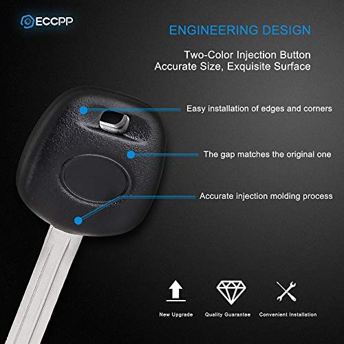 ECCPP 1X Uncut Ignition Key Fob Replacement for 03-11 for Toyota Landcruiser Camry 4 Runner Highlander Sienna Solara Tacoma Avalon Corolla Matrix Rav4 Sequoia Tundra Yaris Venza TOY44DPT 89785-60160C