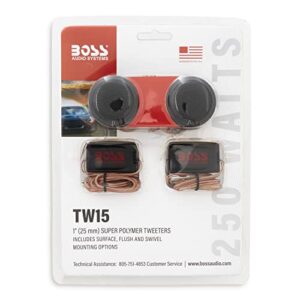 BOSS TW15B 250W 1 Inch Micro Dome Car Audio Tweeters Black + External Crossovers