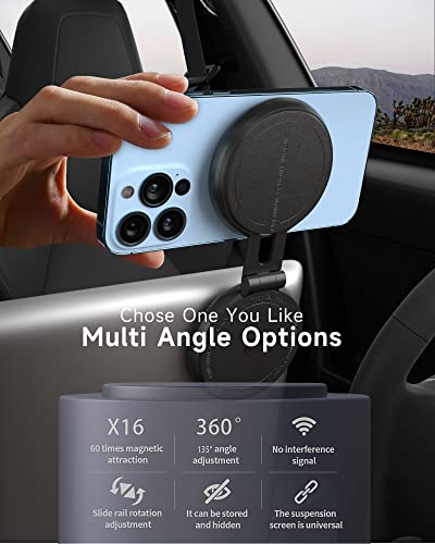 LCYATSI Car Phone Holder Mount for Tesla Model 3/Y/S/X Phone Mount MagSafe Magnetic 360° Rotation Invisible Foldaway Car Phone Holder Compatible with iPhone 14/13/12/Samsung and MagSafe Cases