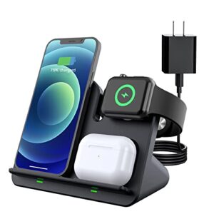 magnetic wireless charging station, 3 in 1 wireless charger stand for iphone 13/13 pro max/12/12 pro max, charging stand for appie watch series 7/6/se/5/4/3/2, airpods pro1/2/3